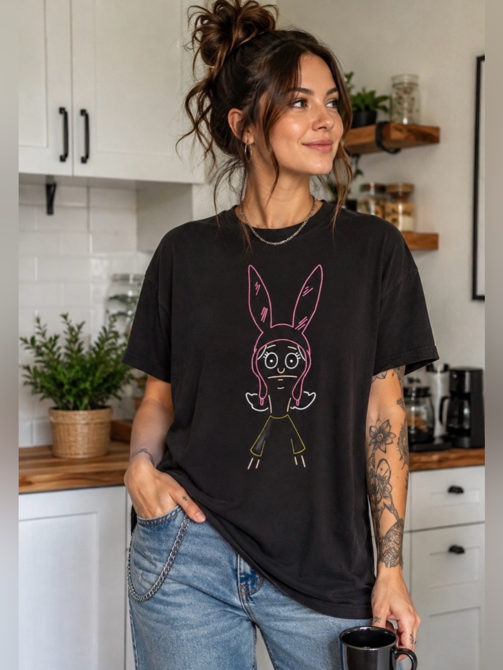 Bob’s Burgers Louise Belcher Black Graphic T-Shirt